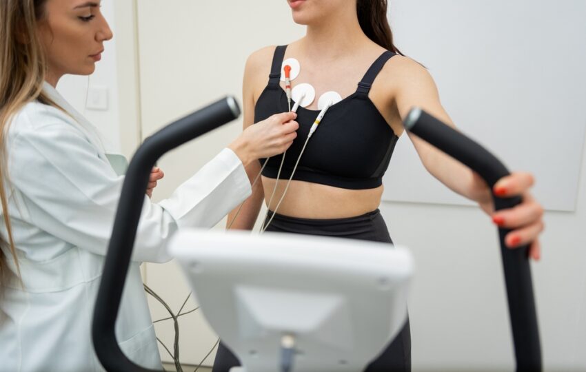 cardiopulmonary testing in Hackensack NJ showing heart and lung monitoring during supervised exercise evaluation