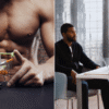 TRT vs anabolic steroids comparison showing unsupervised steroid use on the left and physician consulting male patient on the right